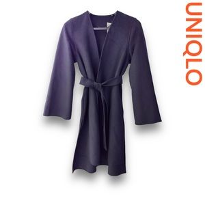 BNWT UNIQLO X COMPTOIR DES COTONNIERS DOUBLE-FACED WOOL WRAP COAT NAVY SZ M